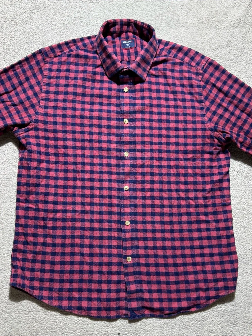 UnTuckIt Shirt Mens Large Slim Fit Plaid Button-Up Long Sleeve Collared Bricco